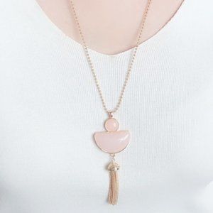 Pink Crystal Gemstone Pendant Necklace